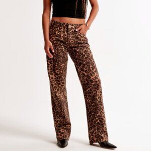 Abercrombie & Fitch Women's Curve Love Low Rise Baggy Jean in Leopard